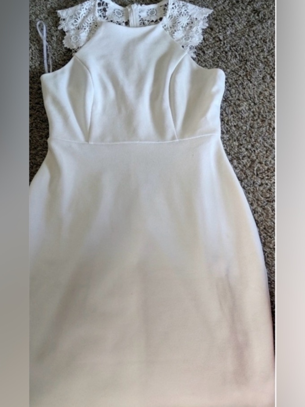 Lulus Ivory Lace Yoke Sheath Wedding shower Dress